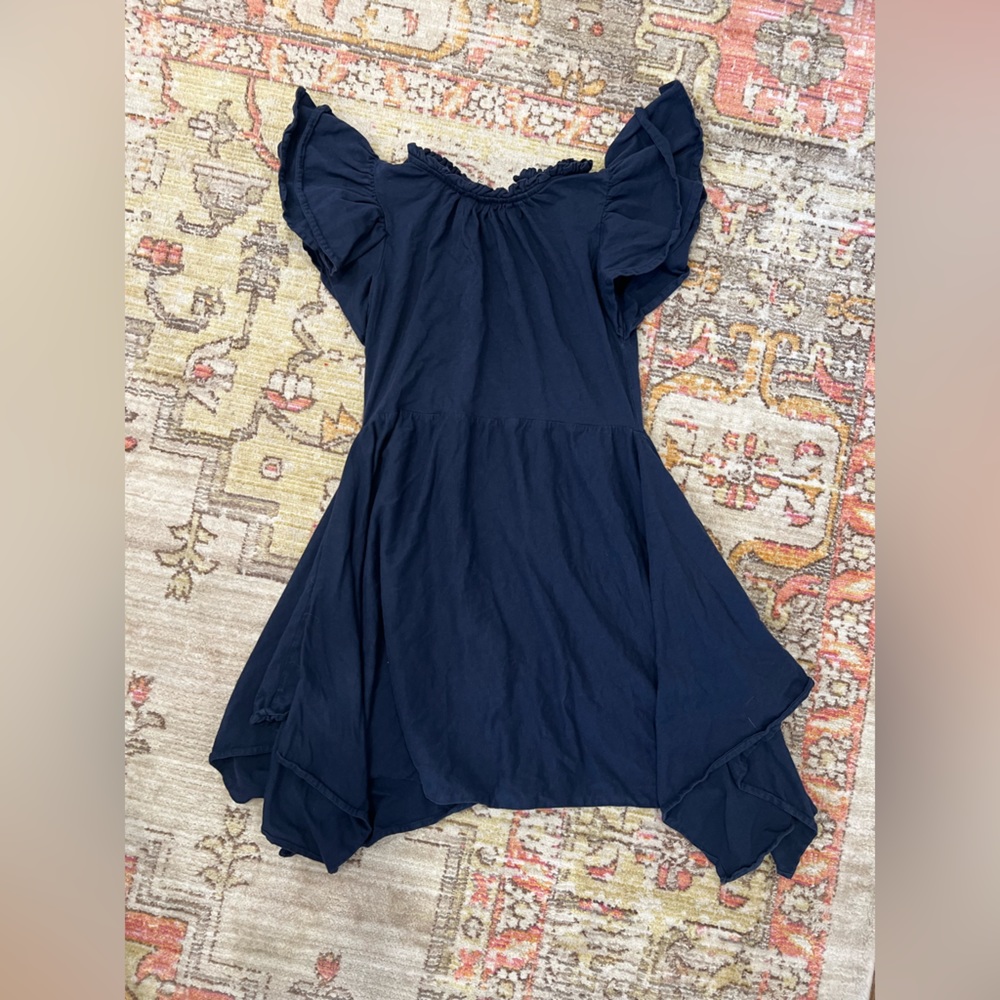 Girls Navy Crewcuts Ruffled sleeved Dress